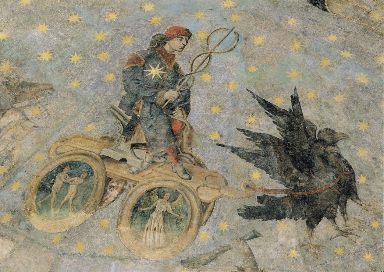 A Carruagem de Mercúrio, detalhe da abóbada do &39;Cielo de Salamanca&39;, c.1480-90 de Fernando Gallego
