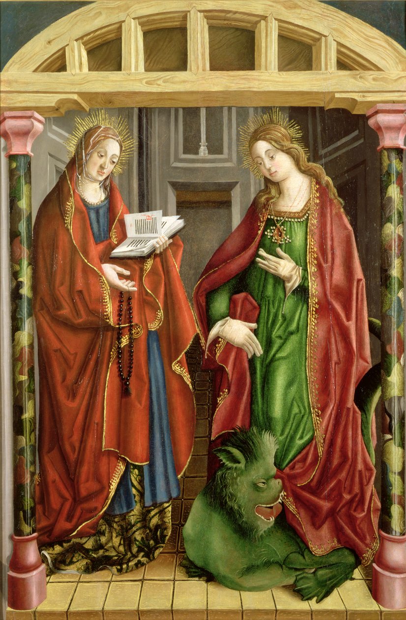 Duas mulheres santos, possivelmente Santa Maria Madalena e Santa Marta (painel) de Fernando Gallego