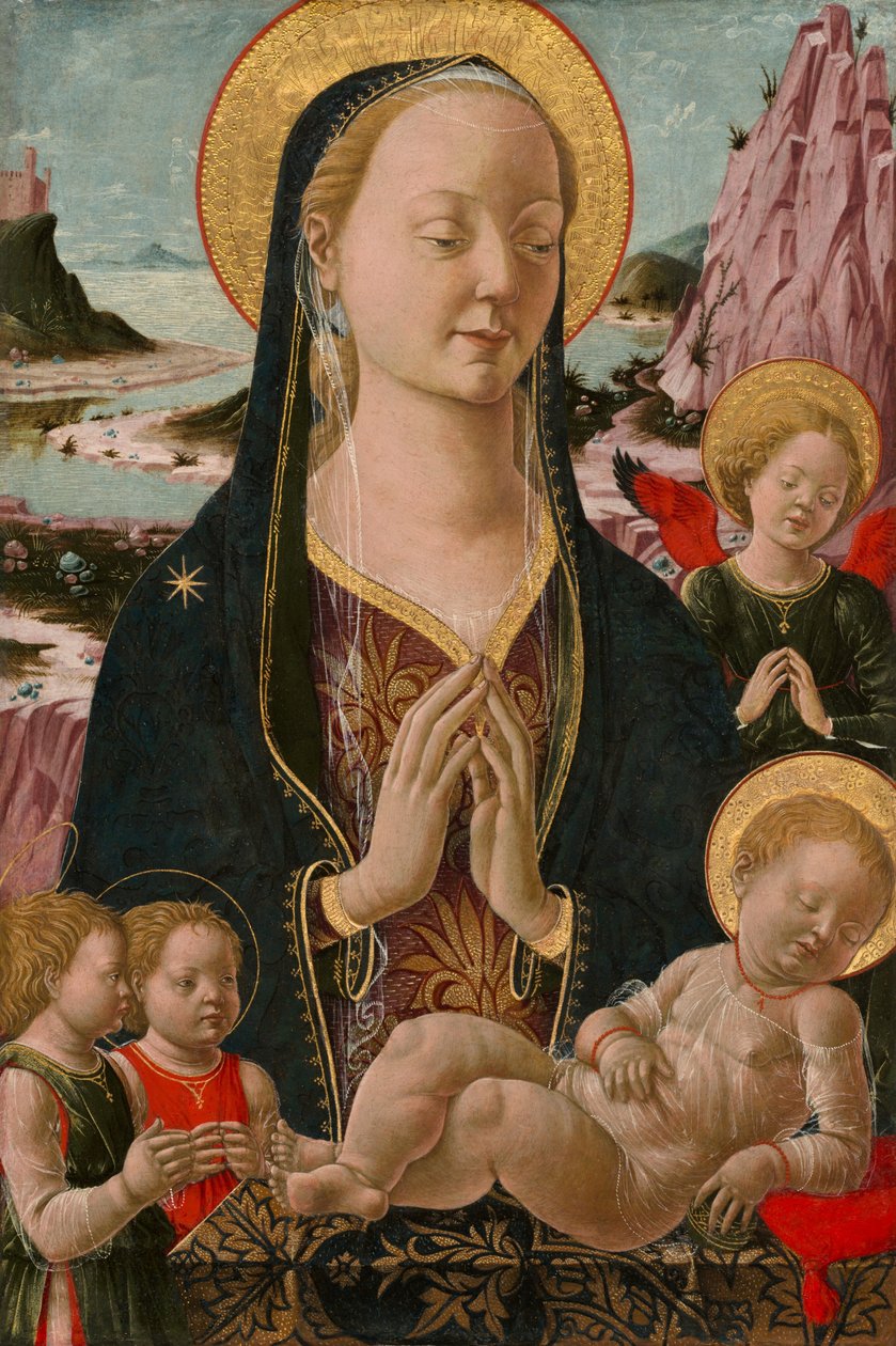 Madonna e criança com anjos de Ferrarese 15th Century