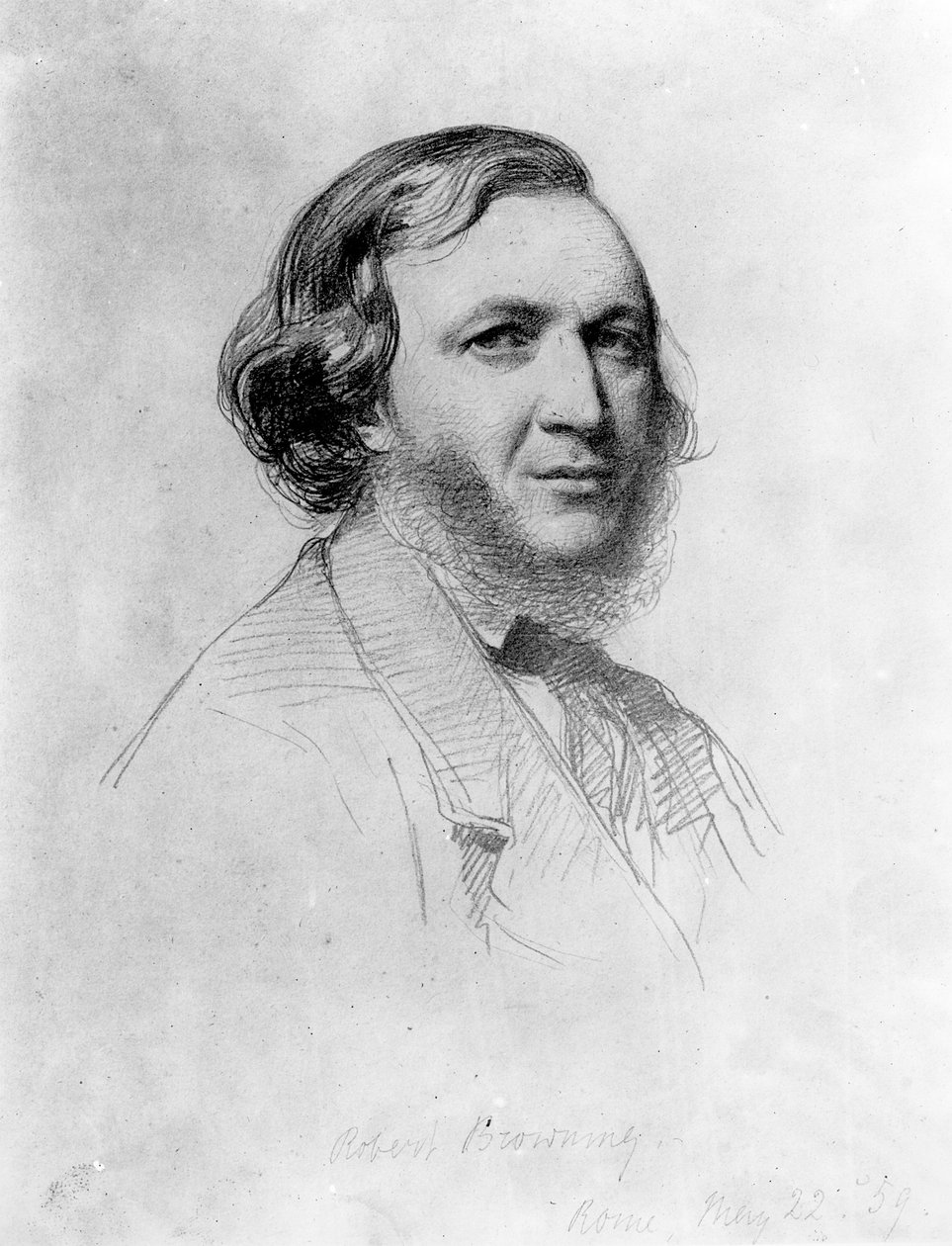 Retrato de Robert Browning (1812-1889) (lápis sobre papel) (foto bundw) de Field Talfourd