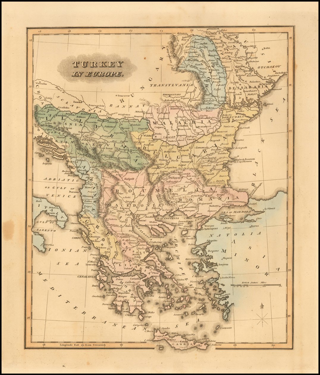 Mapa de 1823 da Turquia na Europa, por Fielding Lucas, Jr. de Fielding Lucas Jr.