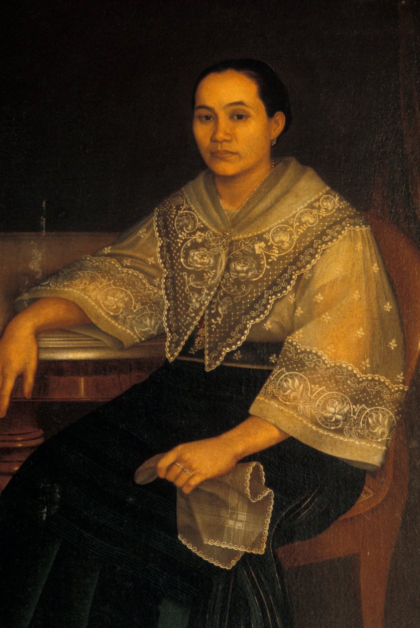 Retrato, de, um, mulher, em, tradicional, filipino, traje de Filipino School