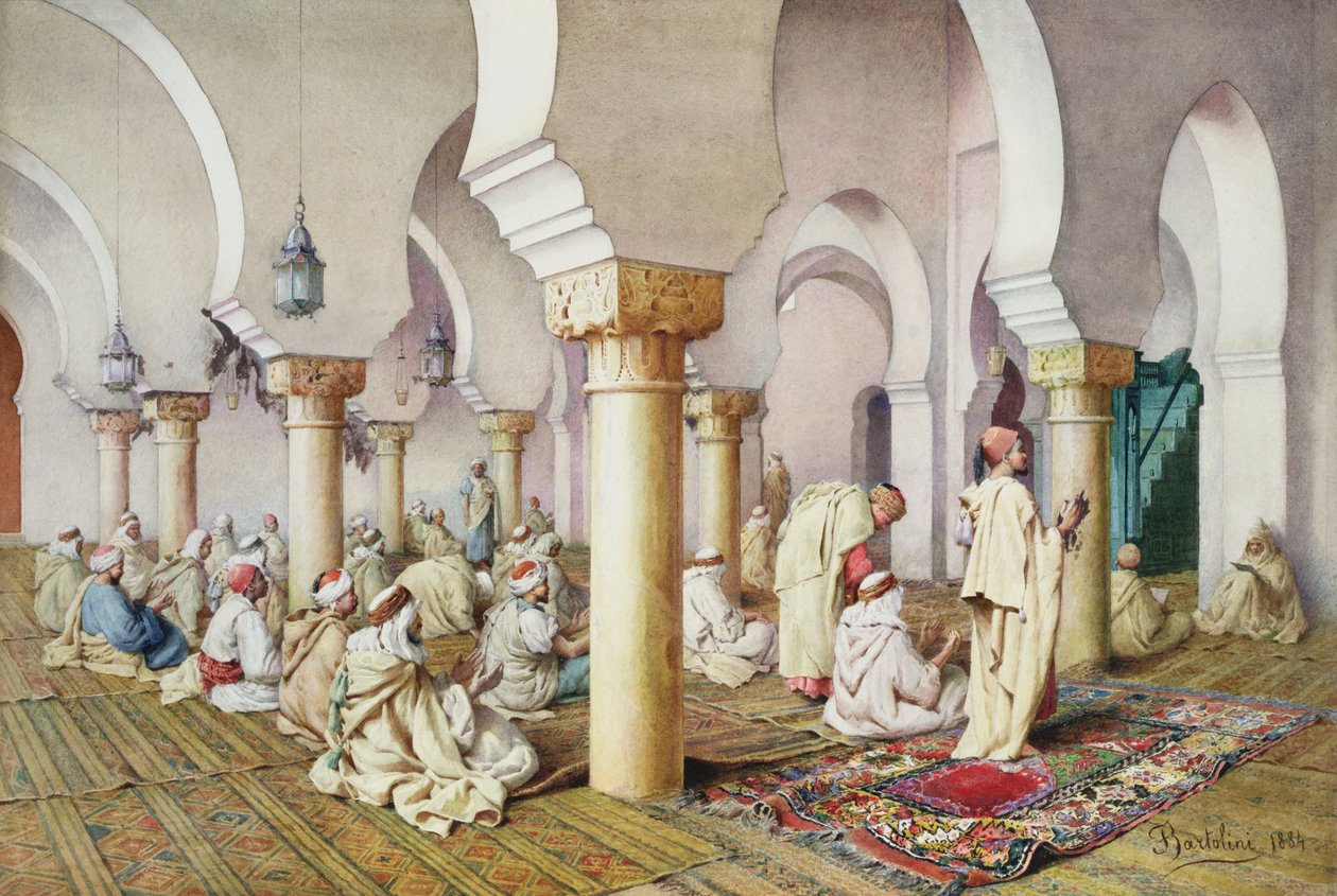 Na oração na mesquita, 1884 de Filipo or Frederico Bartolini