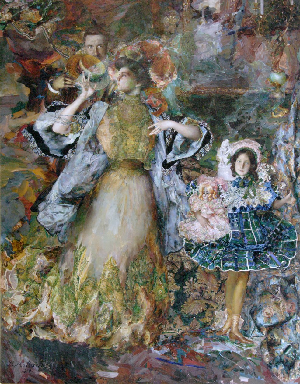 Auto-retrato com esposa e filha