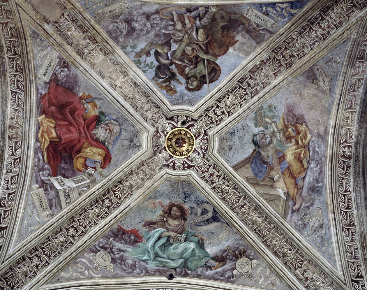 Teto na Capela Strozzi representando os profetas Abraão, Noé, Adão e Jacó c.1489-1502 de Filippino Lippi