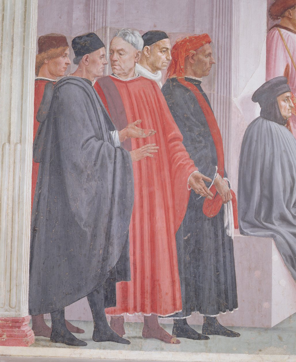Detalhe da Ressurreição do Filho de Teófilo e São Pedro Enthroned de Filippino Lippi