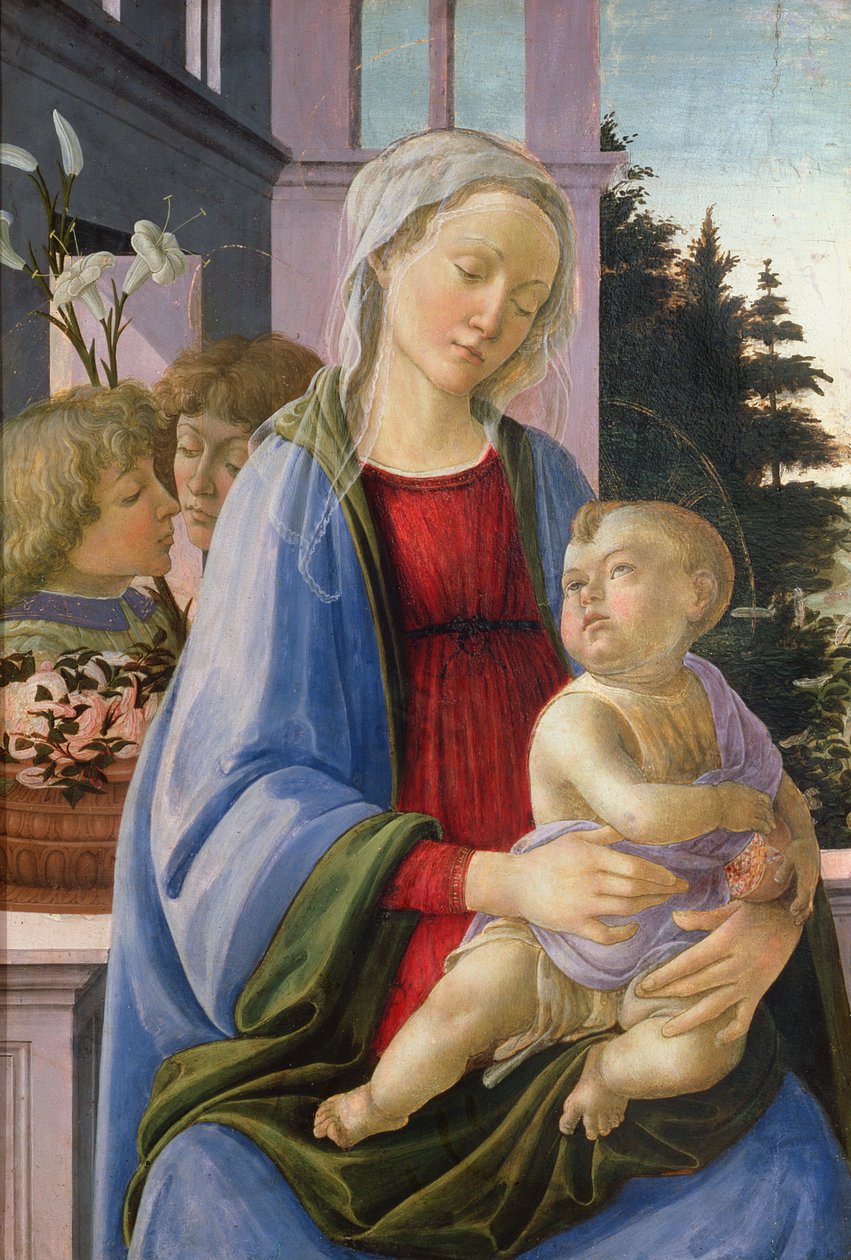 Madonna e criança com anjos (a Madonna da romã) de Filippino Lippi