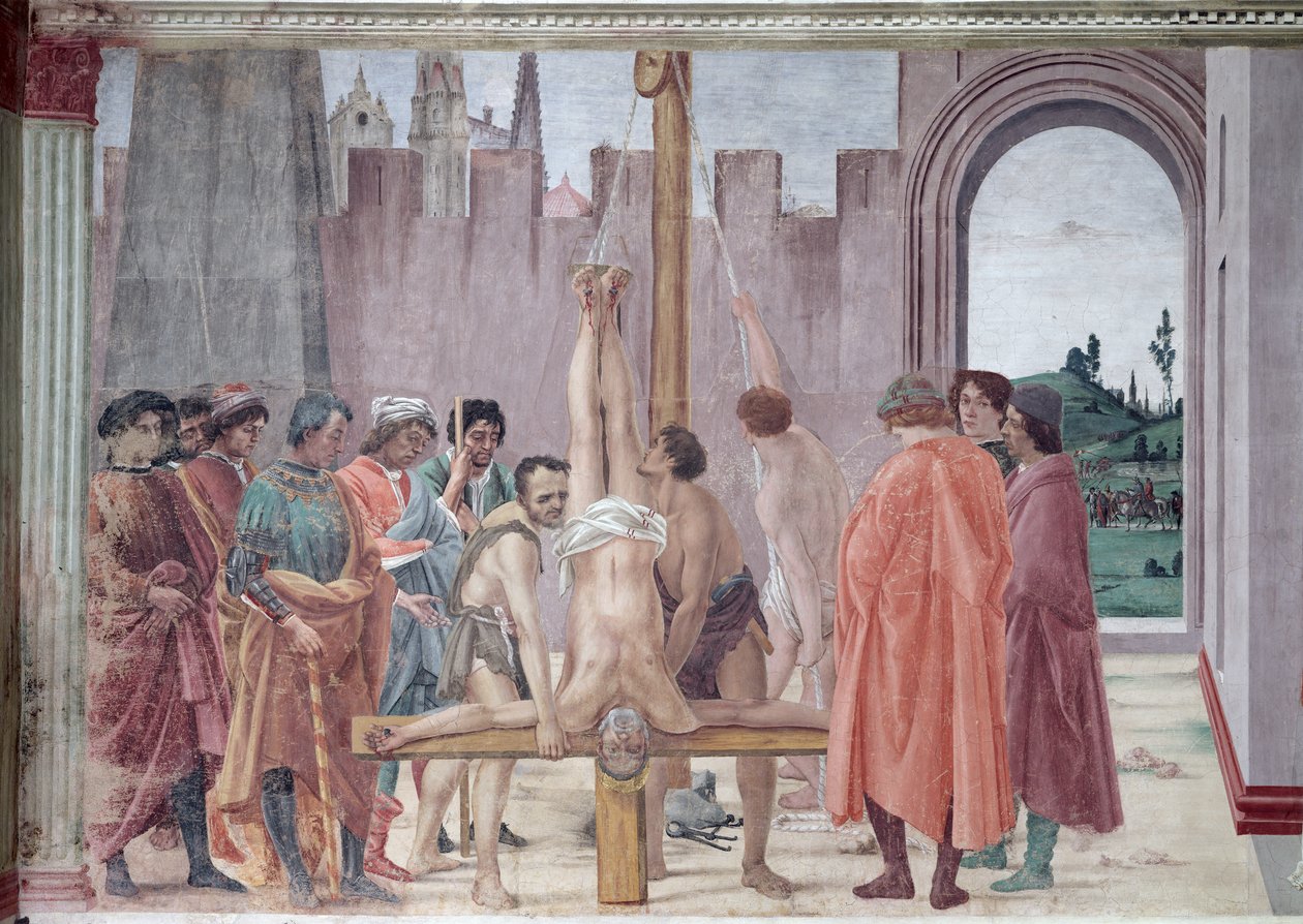A Crucificação de São Pedro, c.1484-85 (pós restauração) de Filippino Lippi