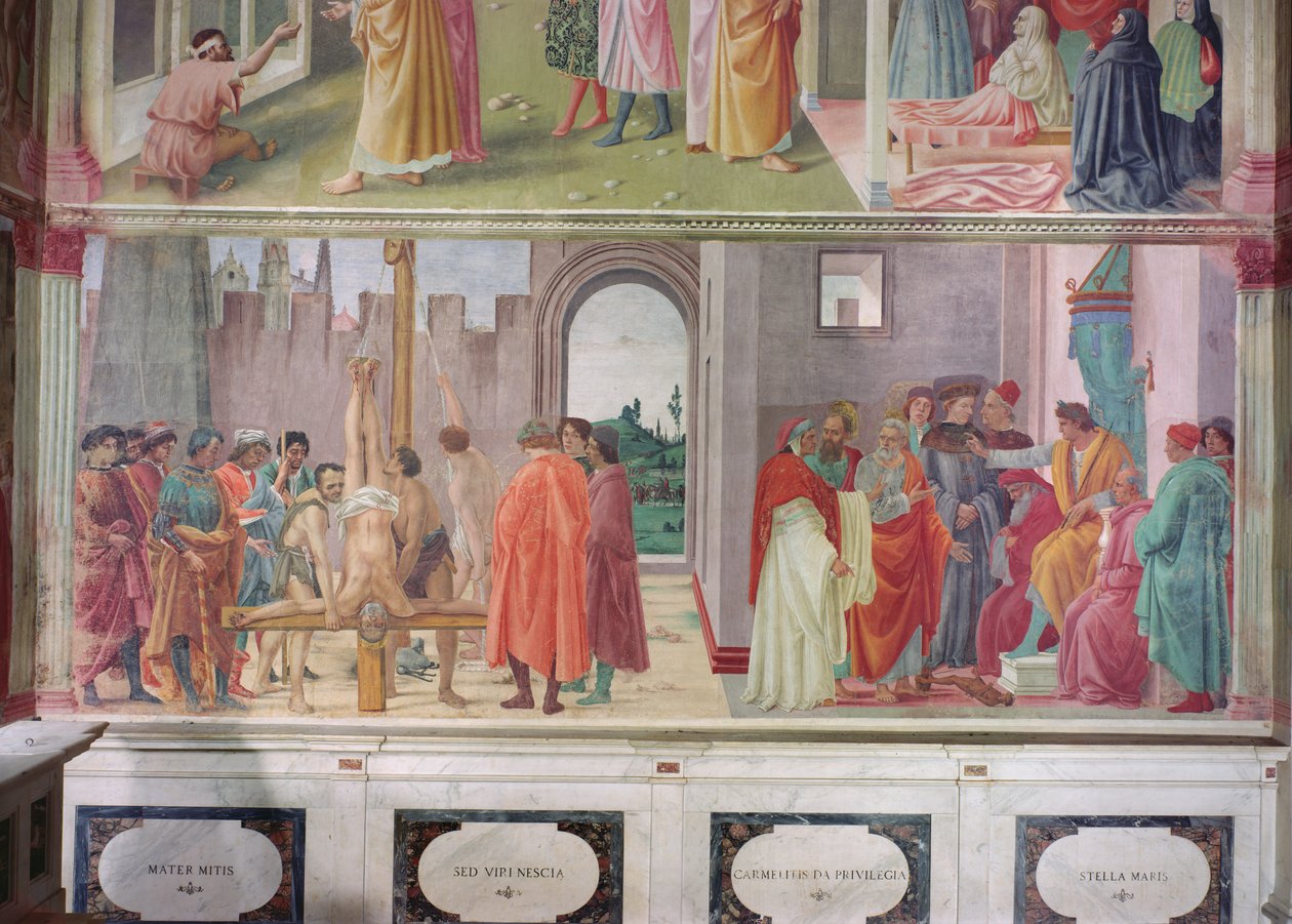 A Disputa com Simon Mago e a Crucificação de São Pedro, c.1484-85 de Filippino Lippi