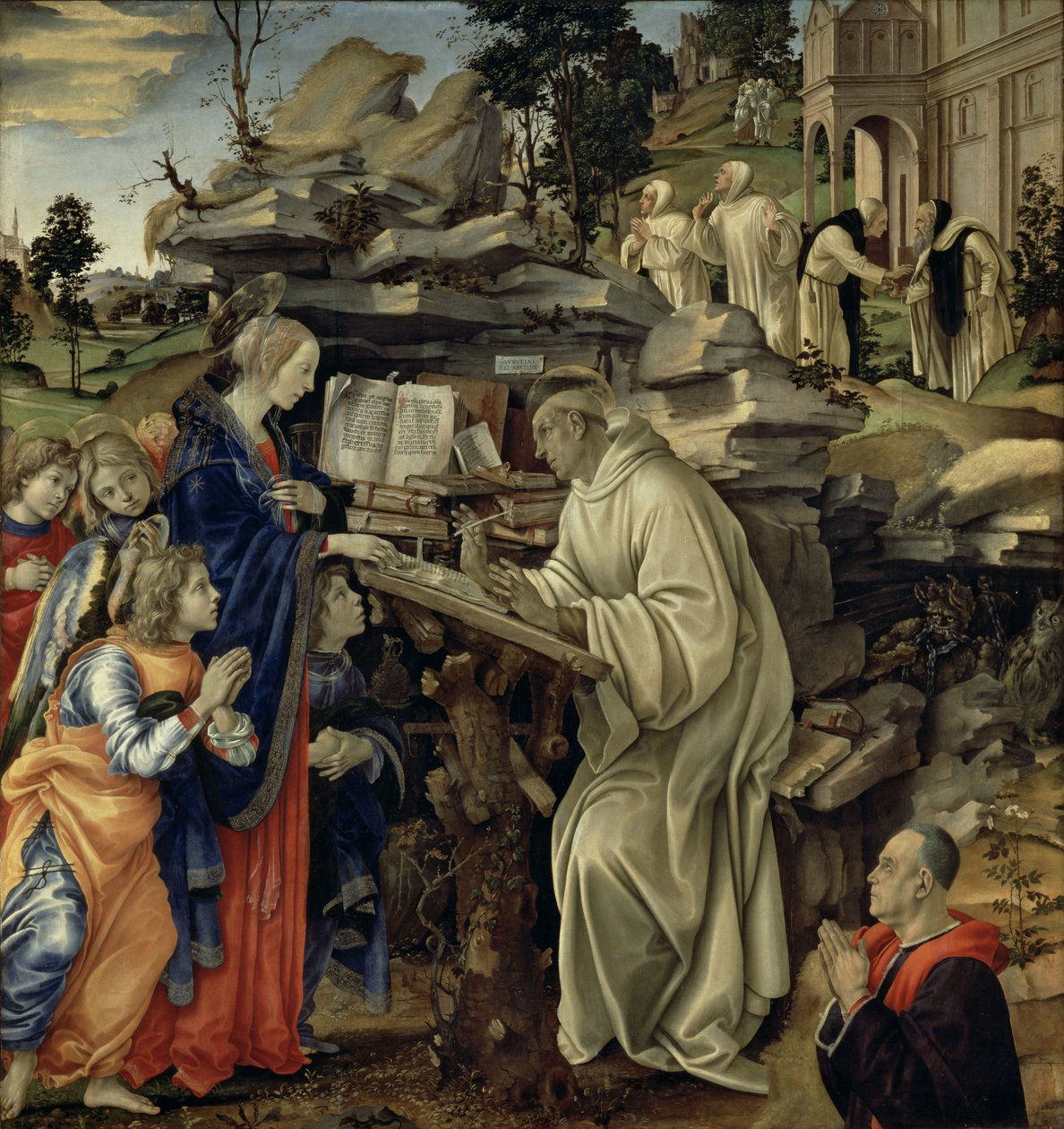 A Visão de São Bernardo, c.1485-87 (tempera und oil on panel) (para detalhes ver 82733) de Filippino Lippi