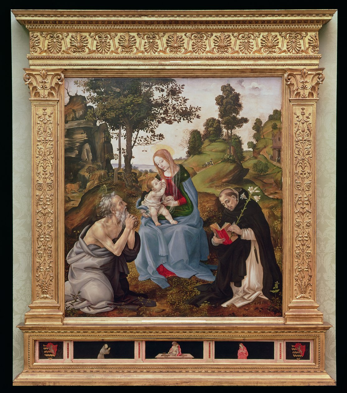 Virgem e Menino com São Jerônimo e São Domingos (óleo e têmpera no painel) de Filippino Lippi