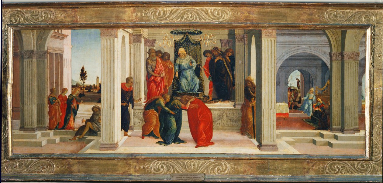 Três cenas da vida de Ester: Mordechai lamenta o destino dos judeus ... de Filippino (attr.to) Lippi