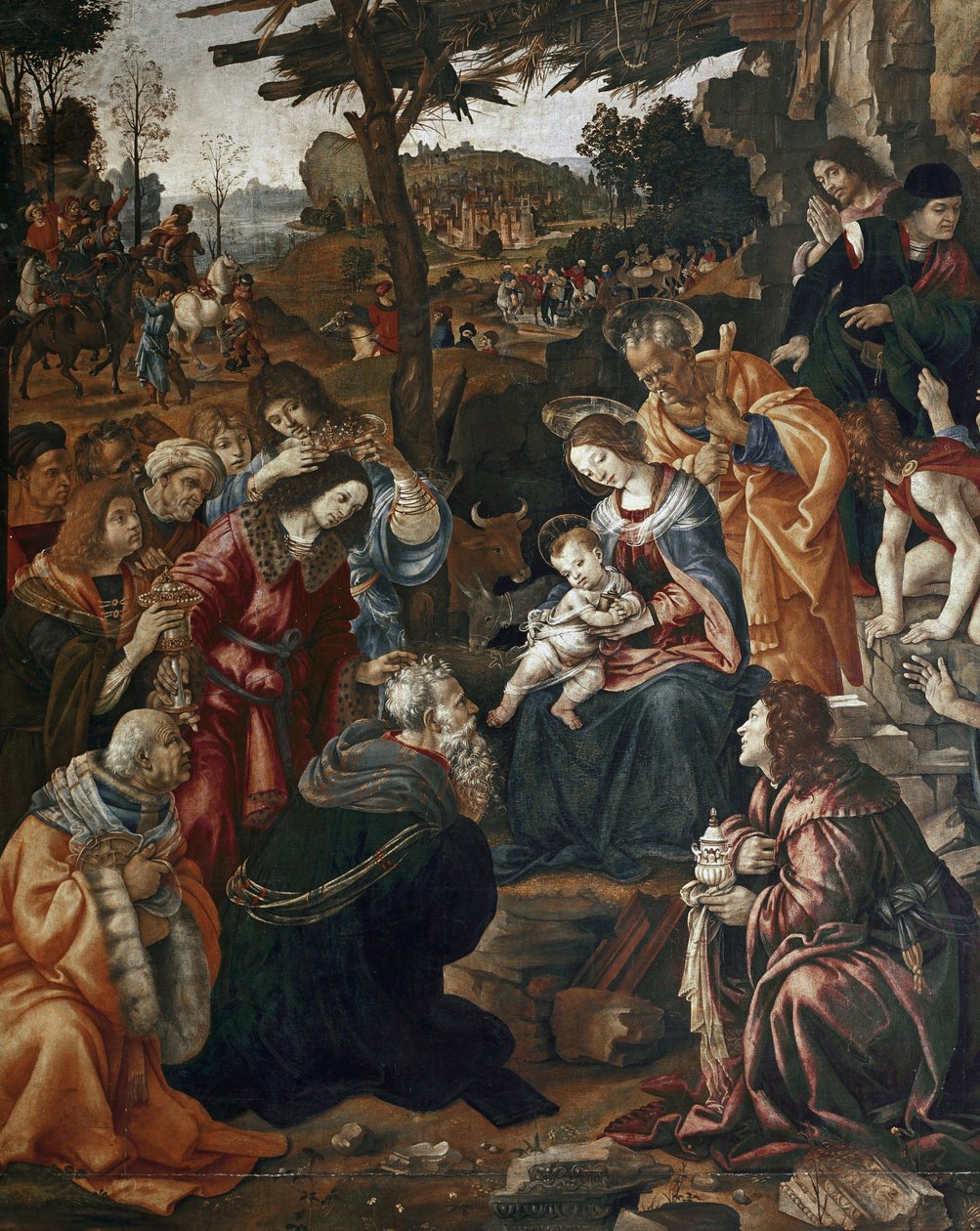 Adoração dos Reis Magos - Altarpe de San Donato (óleo sobre painel de Filippino Lippi