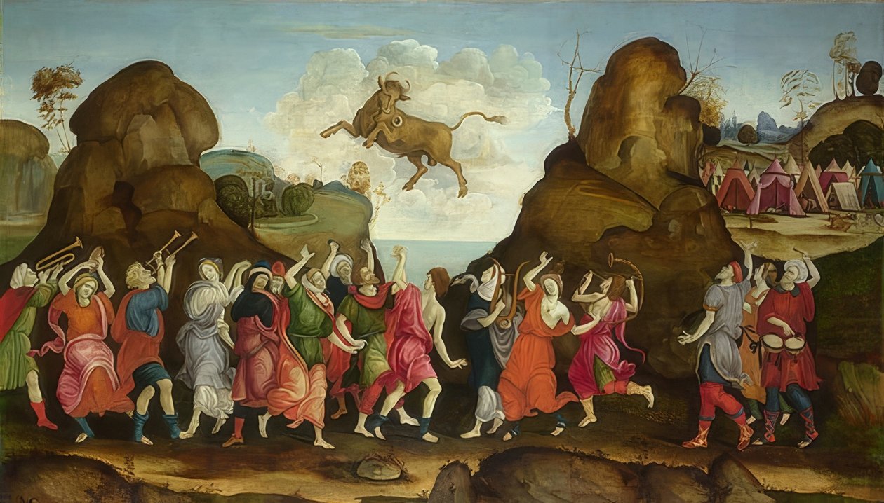 A adoração do touro. Por volta de 1500 de Filippino Lippi