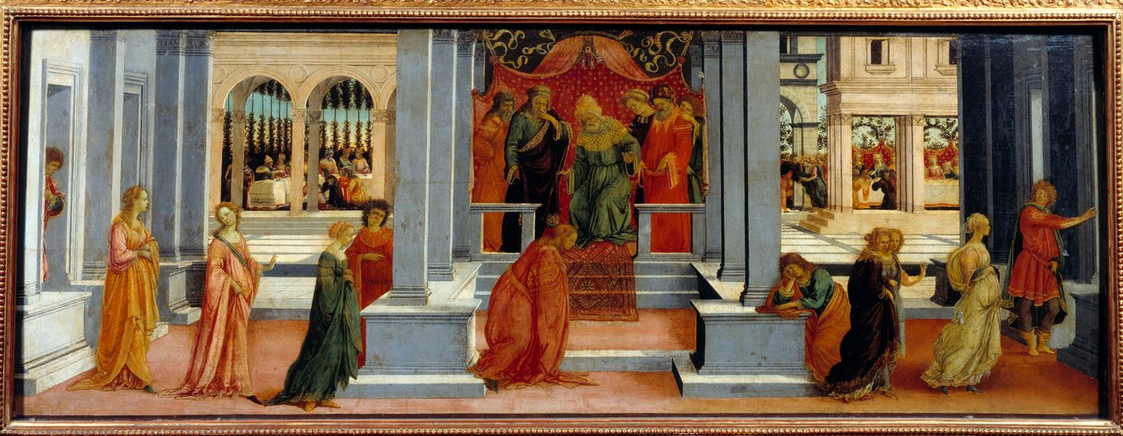 Ester escolhida pelo rei Assuero Ester, prima e filha adotiva de Judeen Mardochee (ou Mordekhai ou Mordecai) é escolhida pelo rei Assuero (Xerxes I) como rainha da Pérsia por causa de sua beleza em Susa. Pintura de Filipino Lippi (1457-1504) 1480 Sol. 0,47 de Filippino Lippi