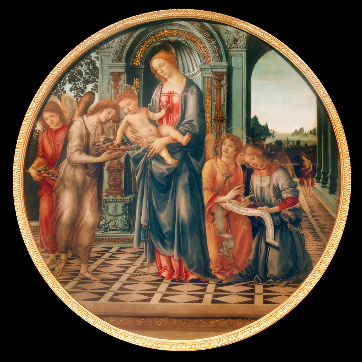 Maria com Criança, Anjos e João Batista de Filippino Lippi