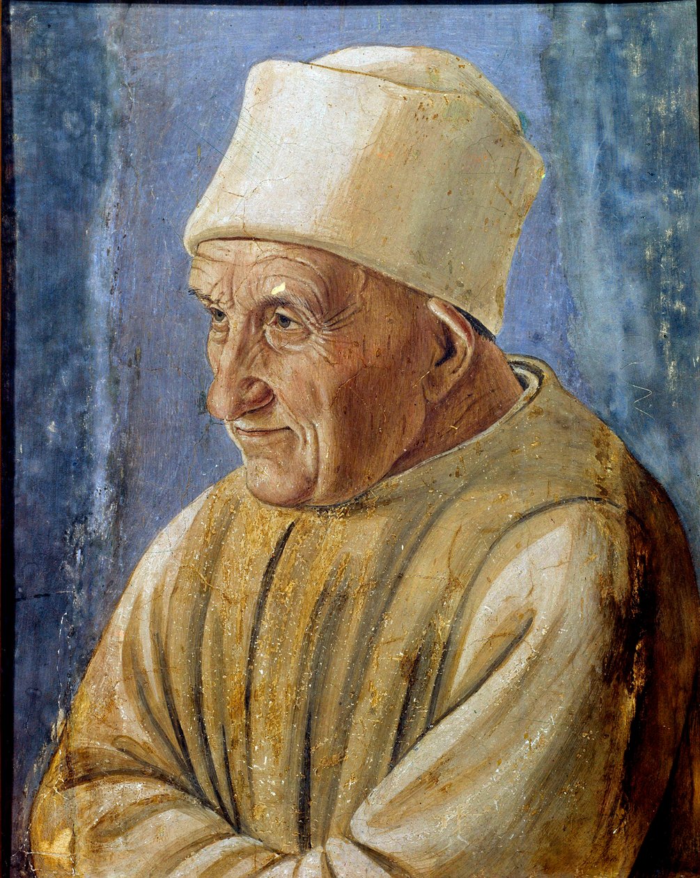 Retrato da Pintura Antiga de Filipino Lippi (1457-1504) 1485 Sol. 0,47x0,38 m Florença, Galleria degli Uffizi (Escritórios) - Retrato de um homem velho. Pintura de Filipino Lippi (1457-1504) 1485. 0,47 x 0,38 m. Galleria degli Uffizi (Uffizi), Florença, It de Filippino Lippi
