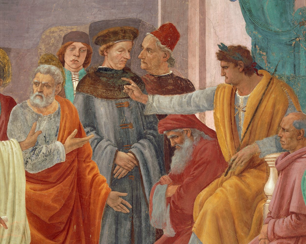 São Pedro Confronta Simão Mago perante Nero, de Filippino Lippi, detalhe afresco de Filippino Lippi