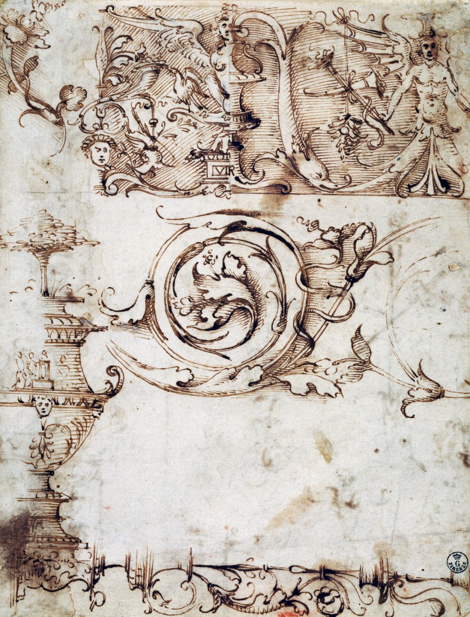 Estudo para ornamentos e outros motivos decorativos de Filippino Lippi
