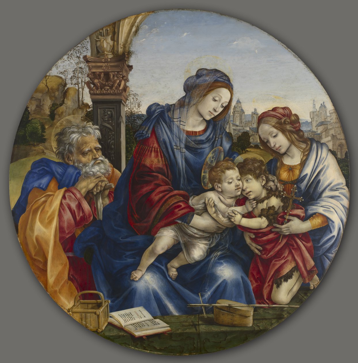 A Sagrada Família com São João Batista e Santa Margarida, c.1495 (têmpera e óleo sobre madeira) de Filippino Lippi