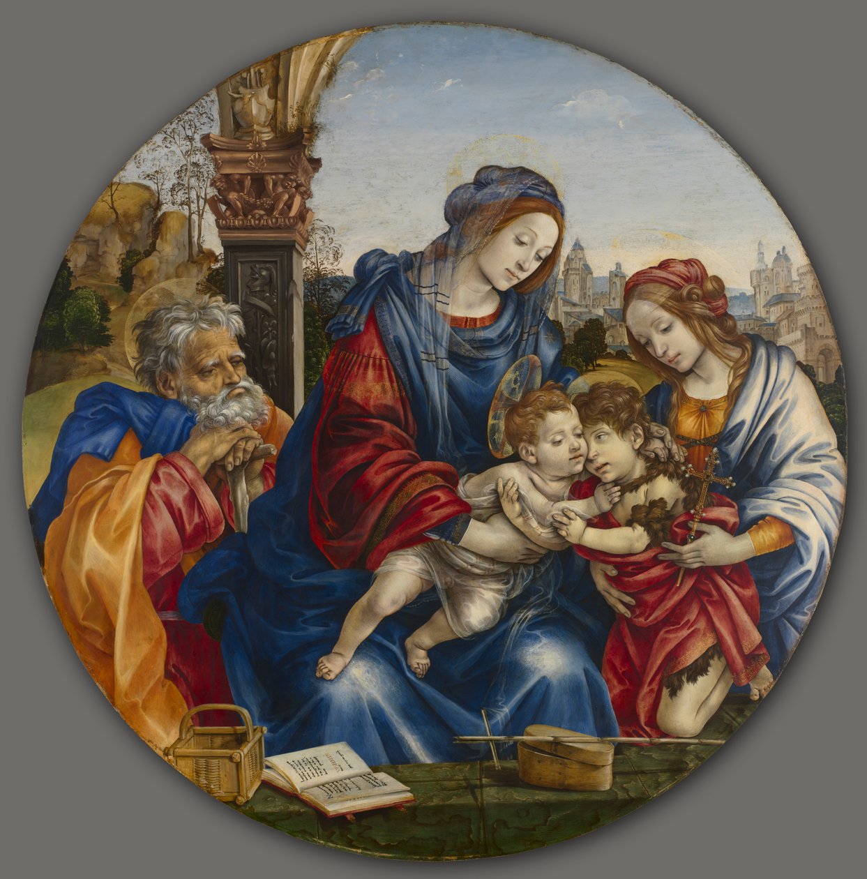 A Sagrada Família com São João Batista e Santa Margarida, c. 1495 de Filippino Lippi