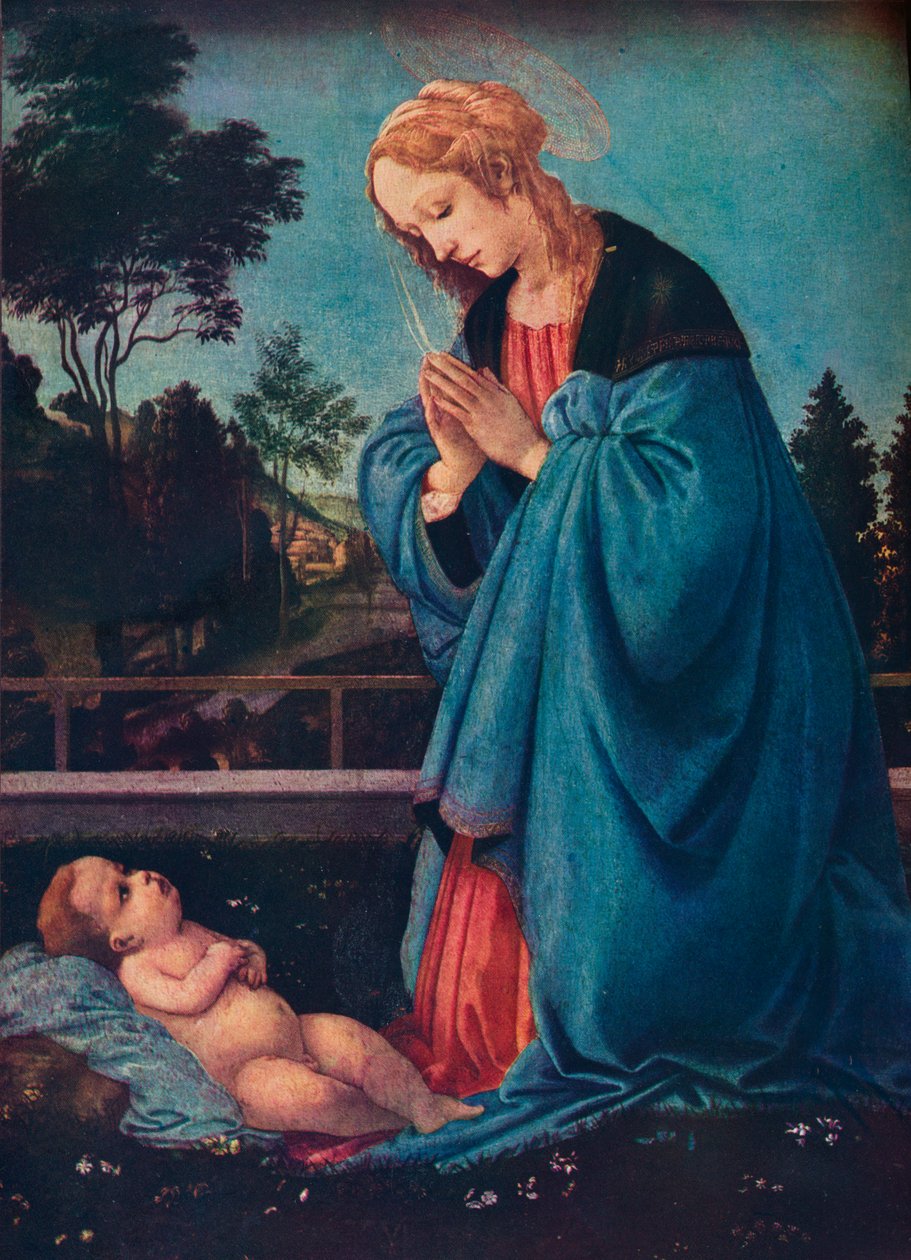 A Madona Adorando o Menino Jesus, século XV, 1910 de Filippino Lippi