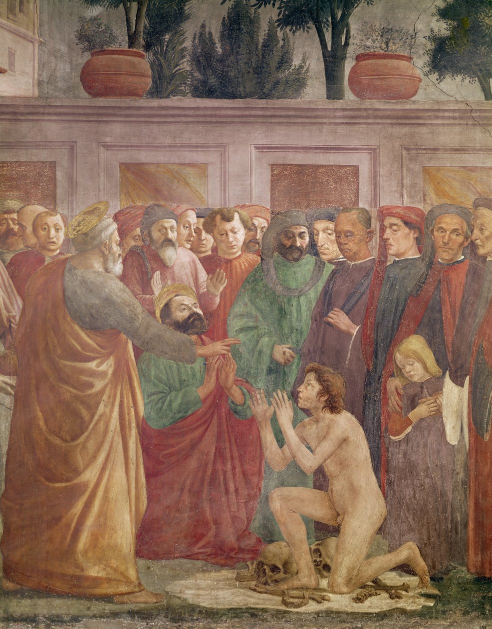 A ressurreição de Teófilo, o filho do rei de Antioquia, detalhe de São Pedro e Teófilo, c.1425-27, completou 1484-85 (detalhe de 63302) de Filippino Lippi