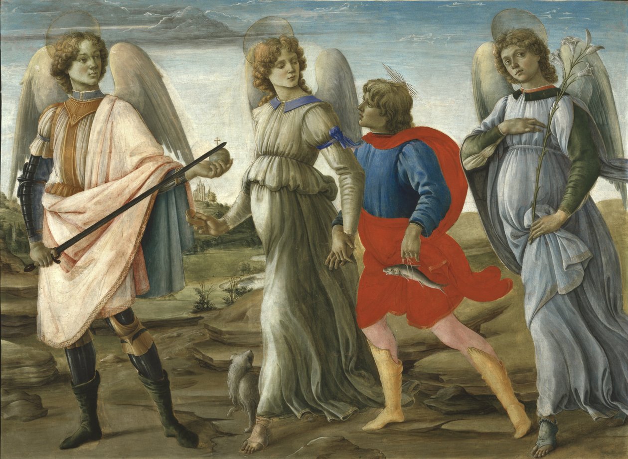 Três Arcanjos com o Jovem Tobias, 1477-78 de Filippino Lippi