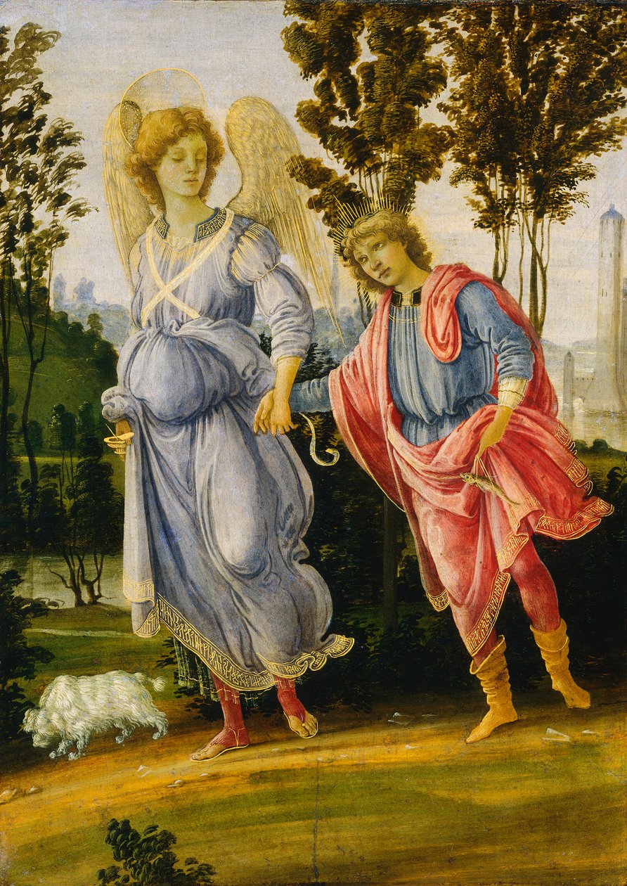Tobias e o Anjo, c.1475 - 1480 (óleo e têmpera no painel) de Filippino Lippi