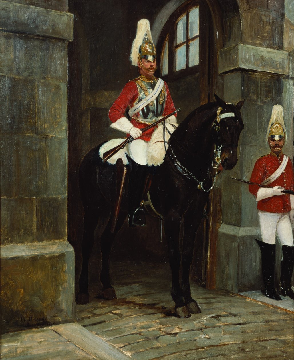 Life Guards on Duty fora de Whitehall, c. 1884-85 de Filippo Baratti