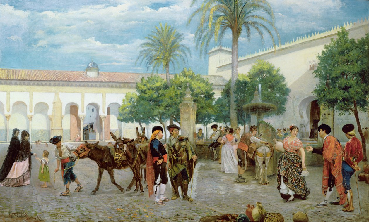 Dia de mercado na Espanha, 1877 de Filippo Baratti