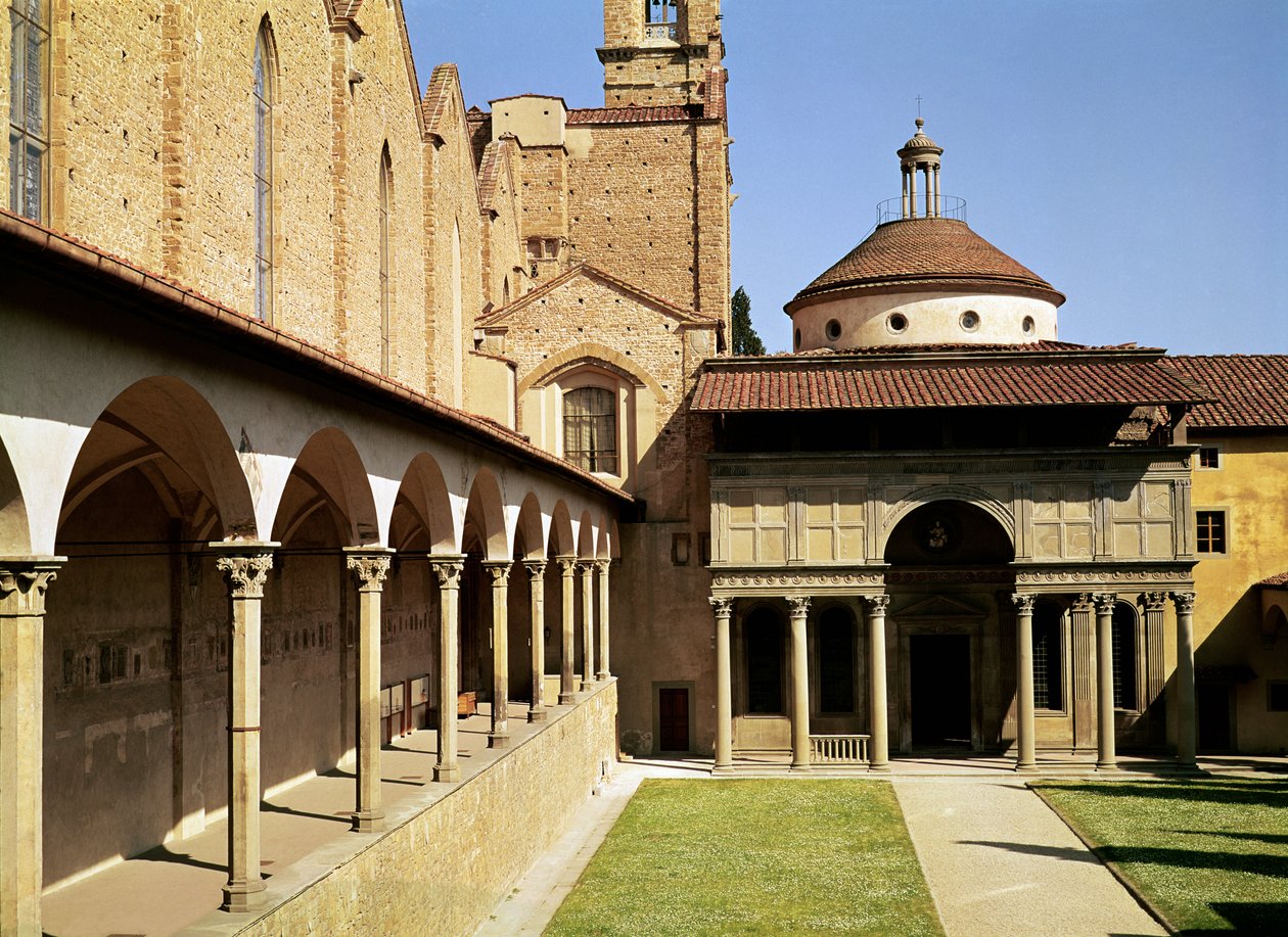 Vista dos claustros e da Capela Pazzi, 1429-46 de Filippo Brunelleschi