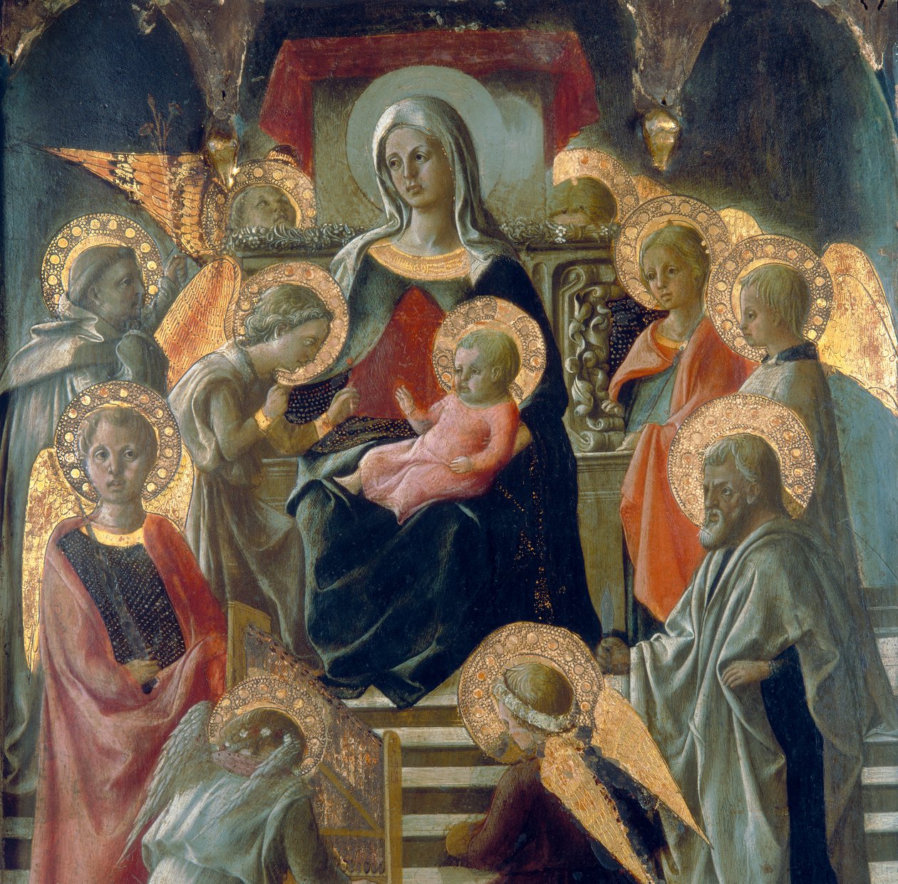 Madonna e criança com santos. Detalhe de Fra Filippo Lippi