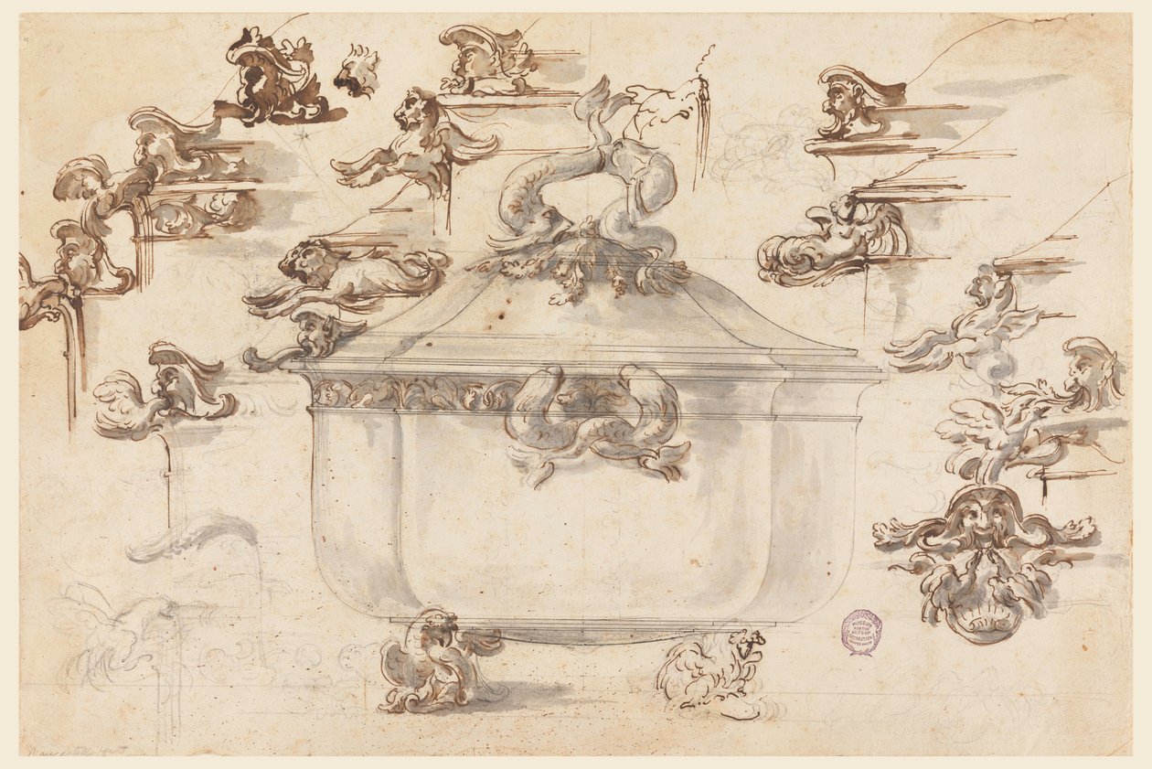 Desenho, Desenhos para Terrina de Prata, 1769 de Filippo Marchionni