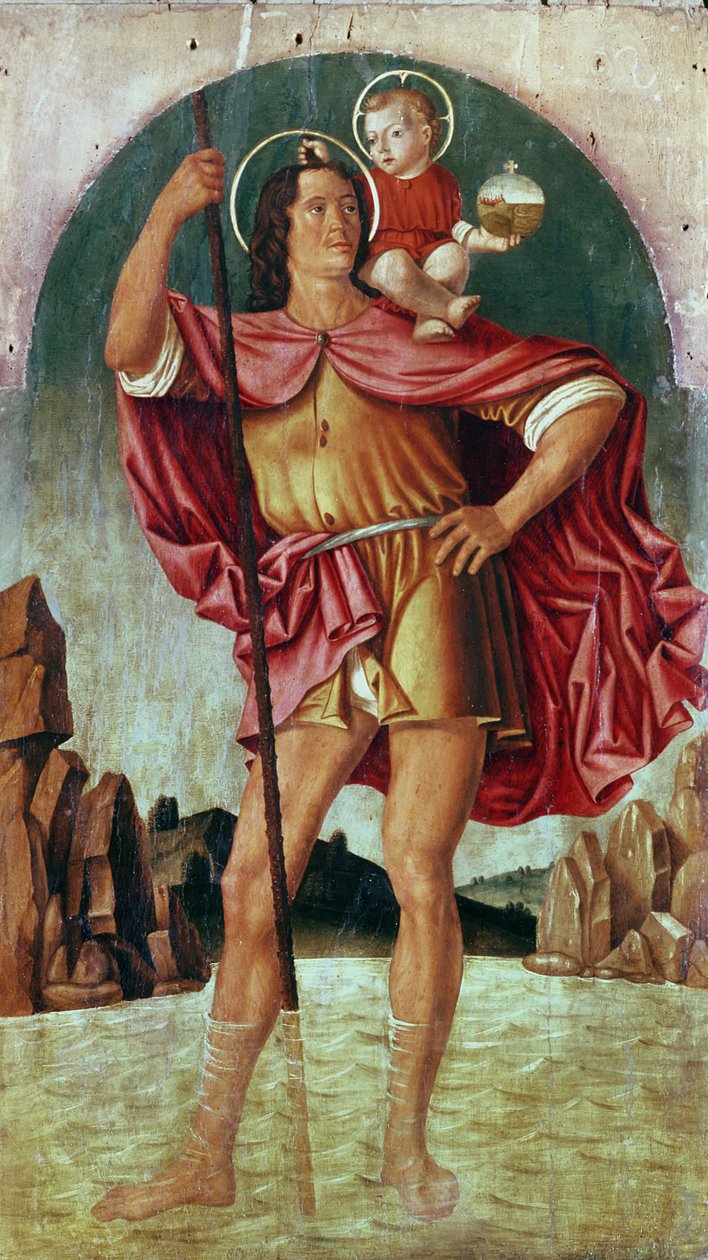 St. Christopher (tempera no painel) de Filippo Mazzola or Mazzola dell