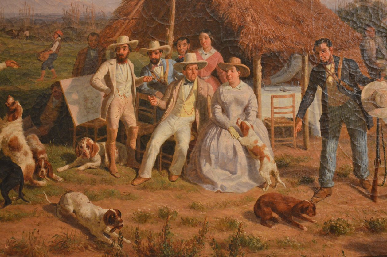 Detalhe da pintura de Filippo Palizzi, A Família Real de Nápoles em Caccia na Galeria de Arte Moderna de Florença, Itália de Filippo Palizzi