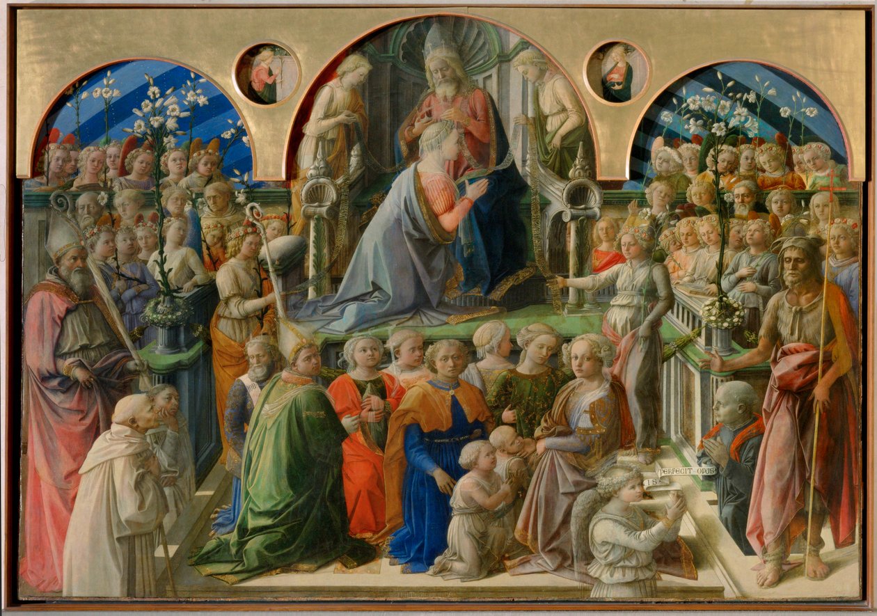 Coroação da Virgem ... (têmpera sobre madeira) de Filippo (workshop of) Lippi