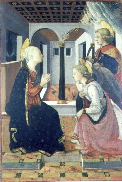 A Anunciação com St. Julian (painel) de Filippo (workshop of) Lippi