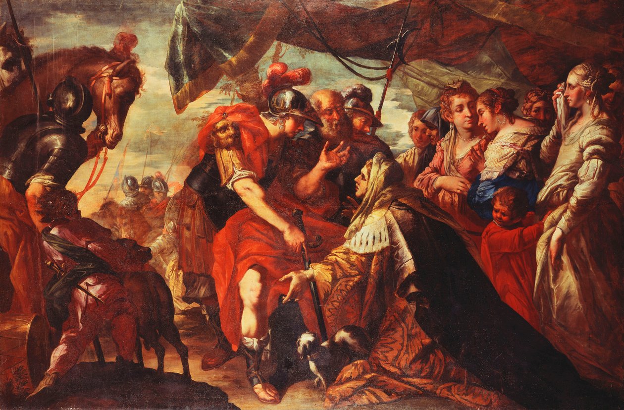 Coriolano persuadido por sua família a levantar o cerco de Roma, c.1660-61 de Filippo Abbiati