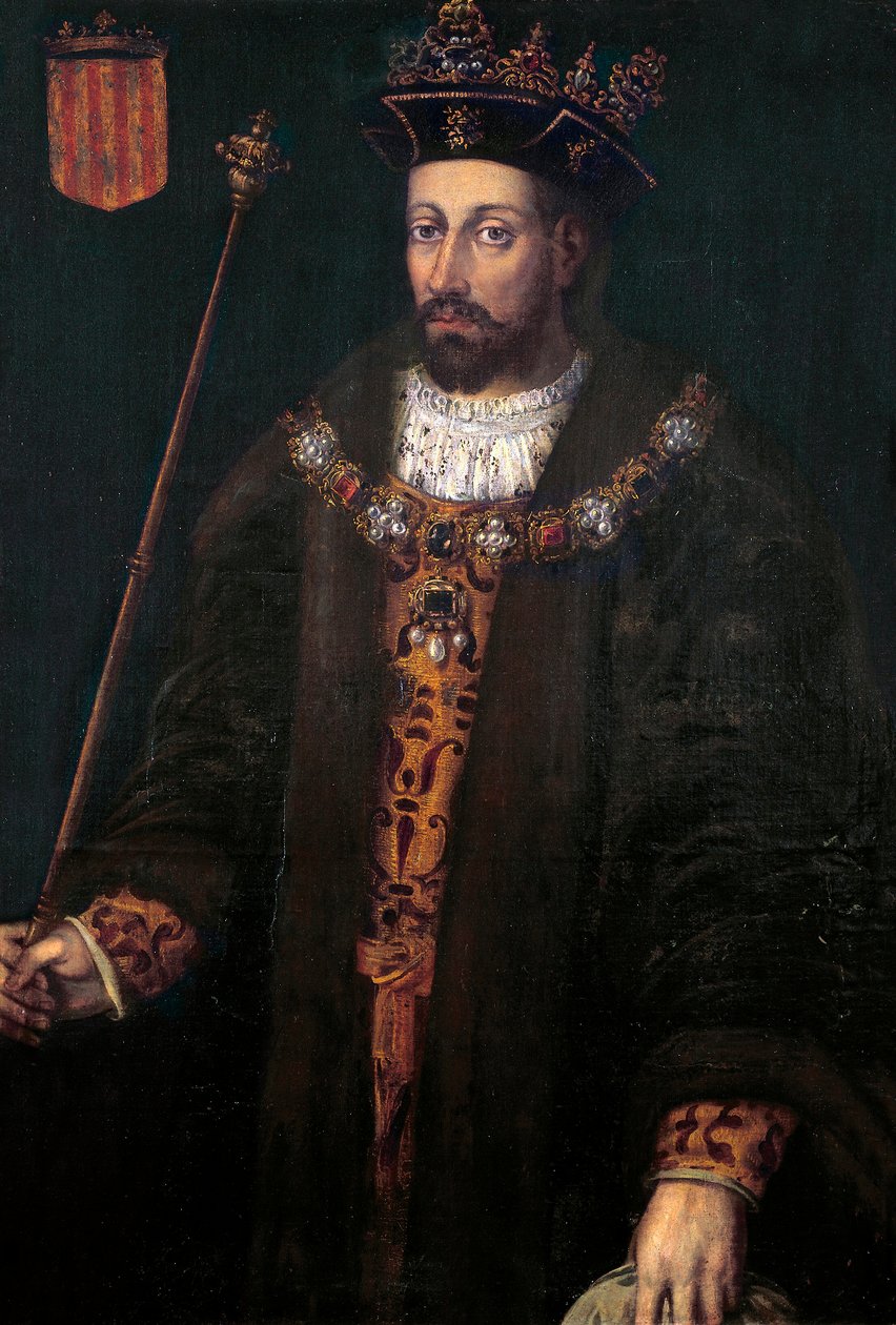 Retrato de Alfonso (Alfonso) III da Catalunha, IV de Aragão, chamado debonnaire (1299 - 1336), rei de Aragão e Sardenha (1327-1336) de Filippo Ariosto