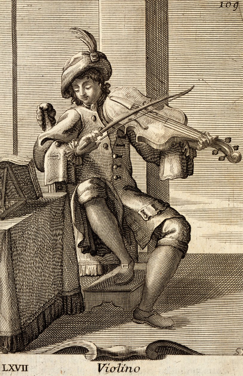 Homem a tocar violino de Filippo Bonanni
