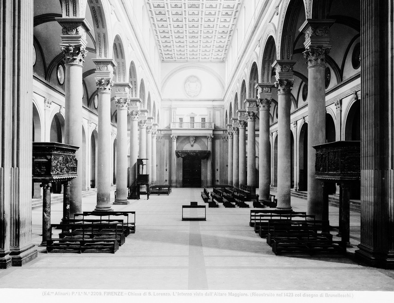 Vista da Nave, 1425-46 de Filippo Brunelleschi