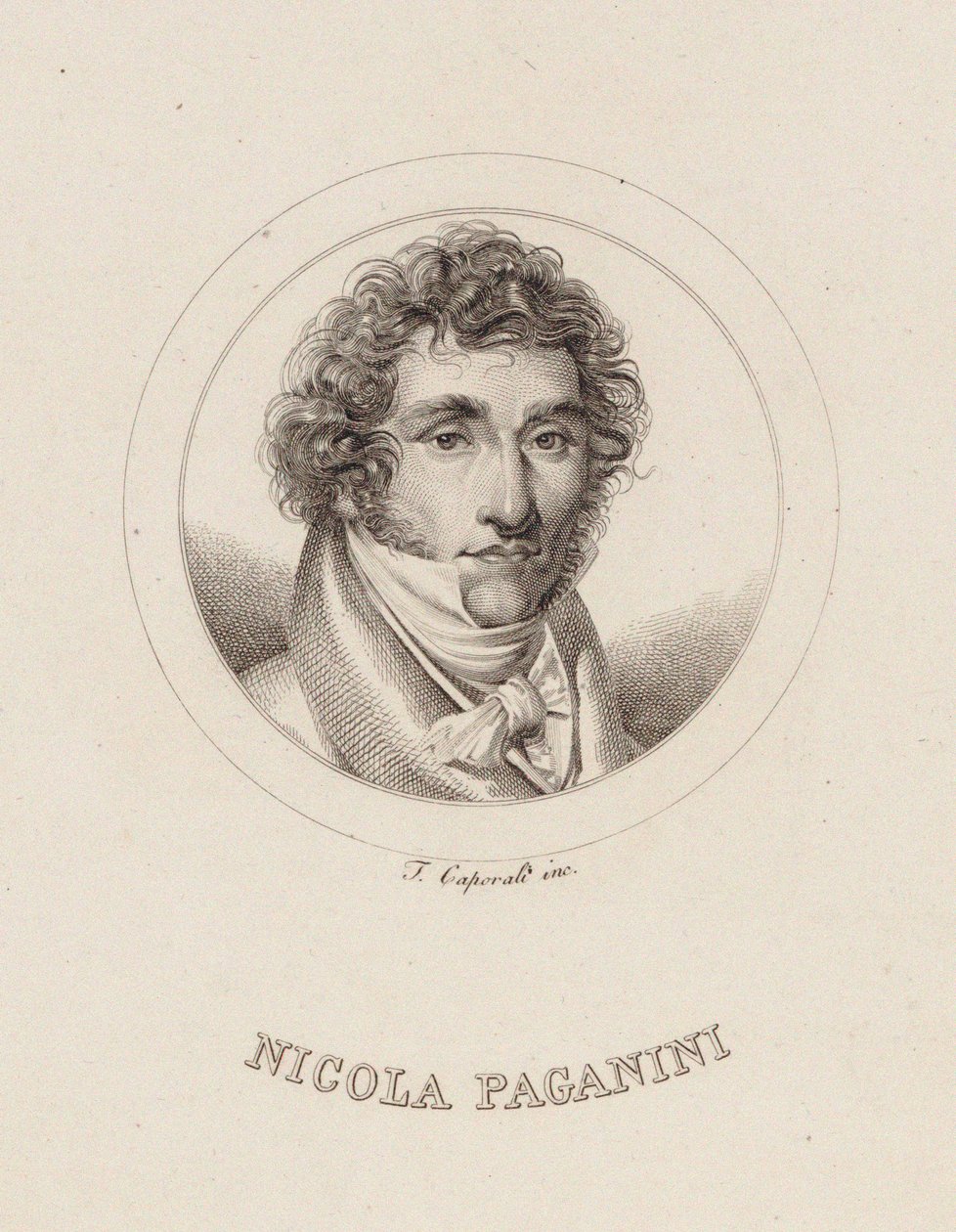 Retrato de Niccolò Paganini 1782-1840, 1840. de Filippo Caporali