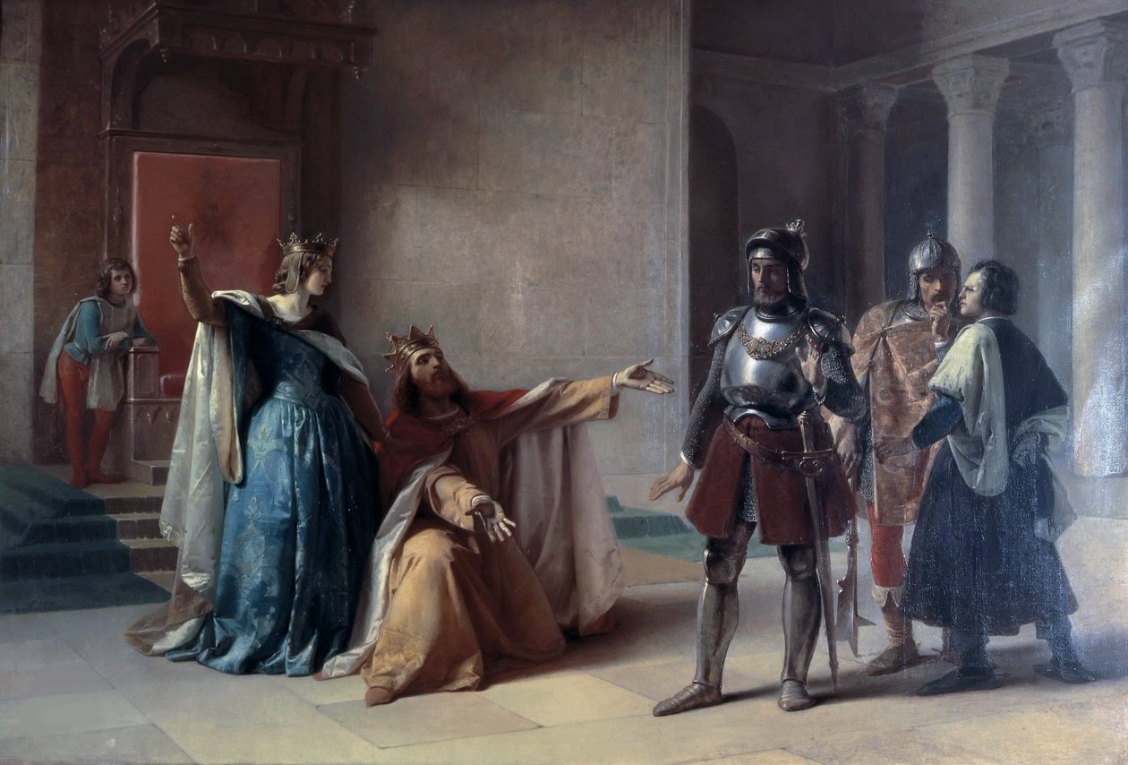 Imperador Frederick Barbarossa e Duque Henrique, o Leão, em Chiavenna, antes de 1860. de Filippo Carcano