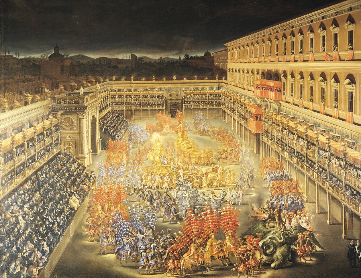 Festival em honra da rainha Christina (1626-1689) da Suécia no Palazzo Barberini de Filippo Lauri