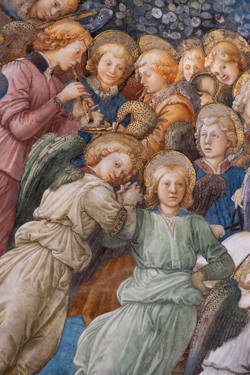 Anjos, detalhe da coroação de Maria de Filippo Lippi