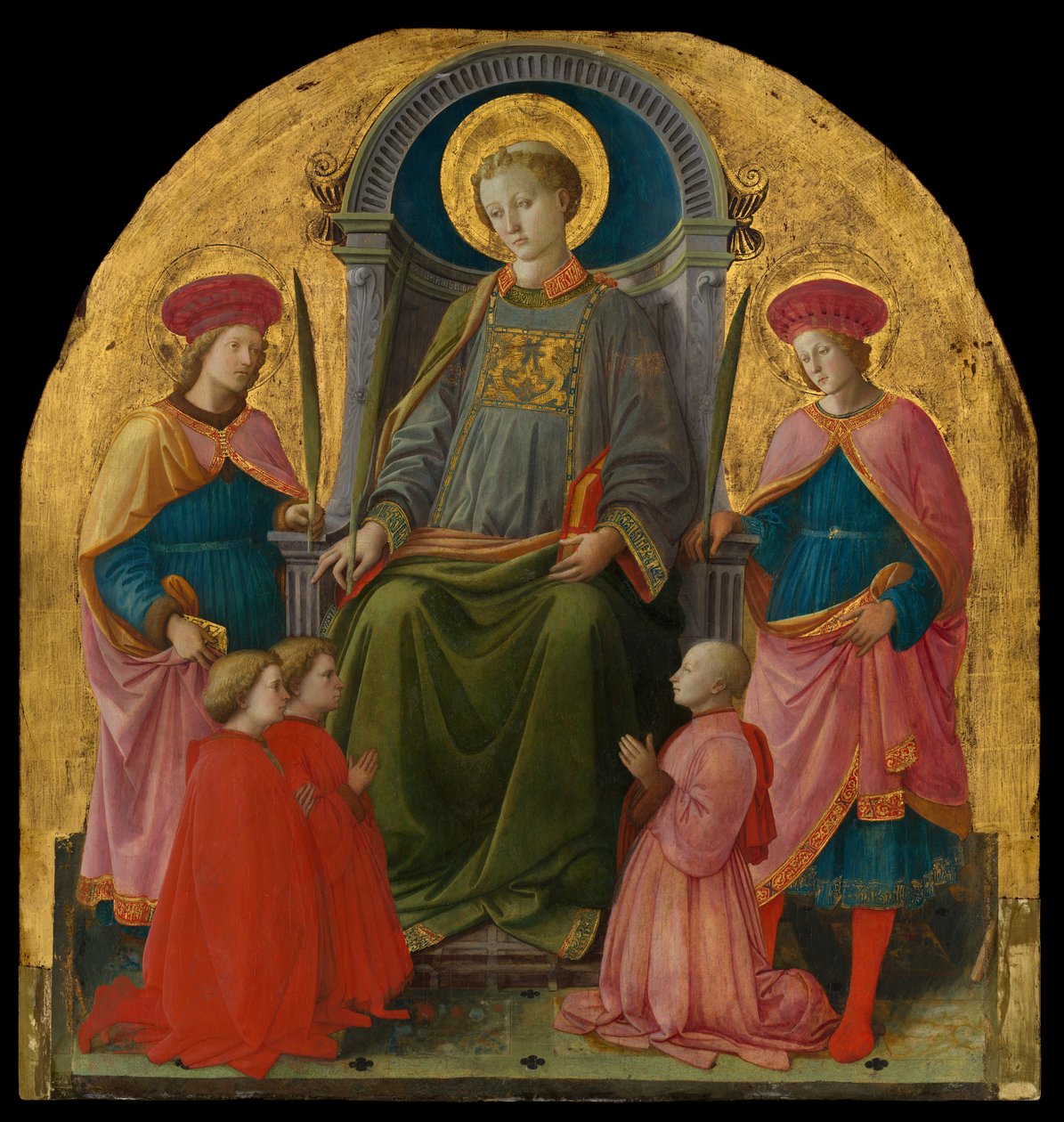 São Lourenço Entronizado com Santos e Doadores, década de 1440. de Filippo Lippi
