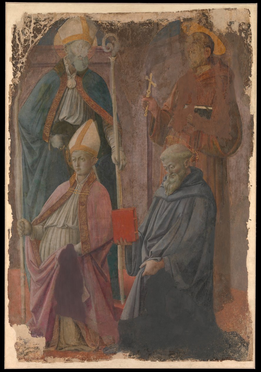 Santos Agostinho e Francisco, um Bispo Santo, e São Bento. de Filippo Lippi