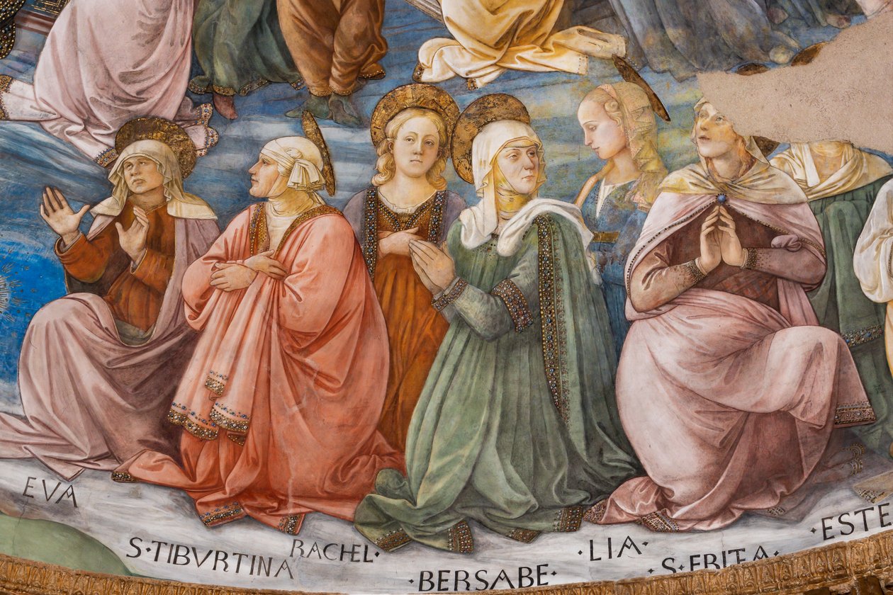 Santos, detalhe da Coroação de Maria de Filippo Lippi