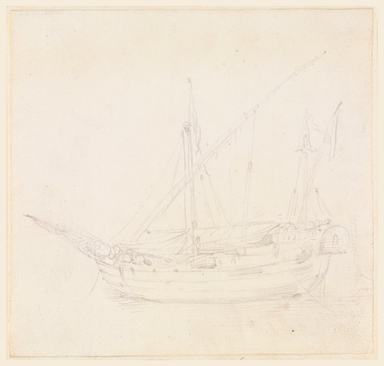 Desenho, Um barco à vela, ca. 1780 de Filippo Marchionni